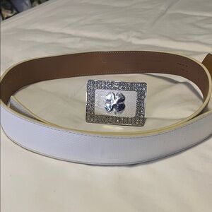 Lucky brand, leather, white rhinestone belt vintage